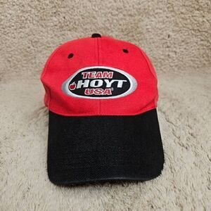 Team Hoyt Hat One Size Black Red USA Archery Baseball Strapback Adjustable Cap